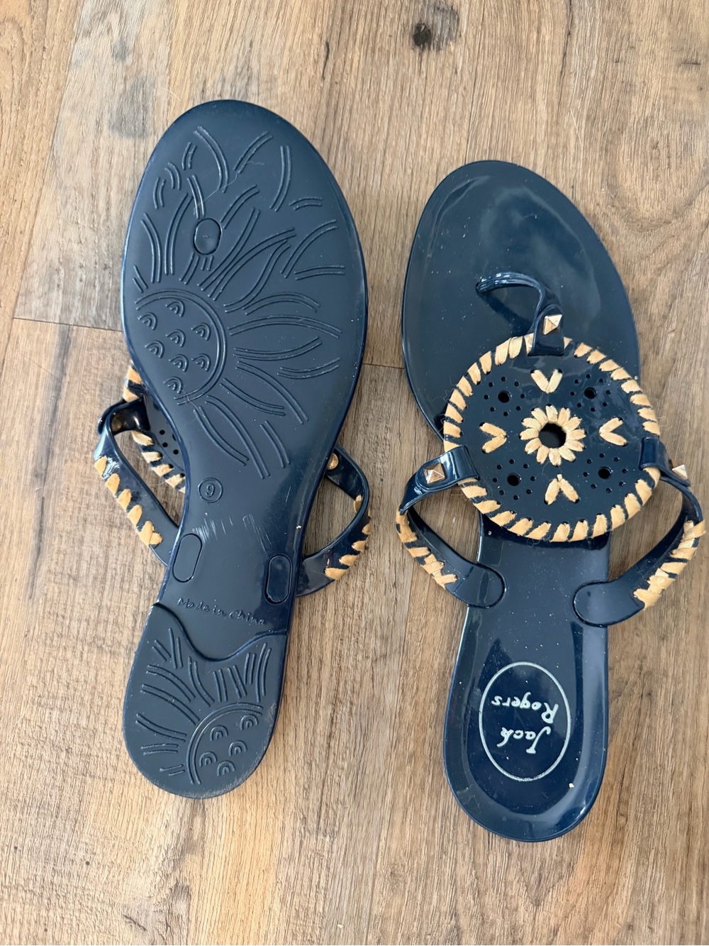 Jack Rogers Navy with Tan Trim Jelly Sandals - Picture 2 of 2